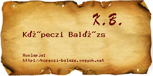 Köpeczi Balázs névjegykártya